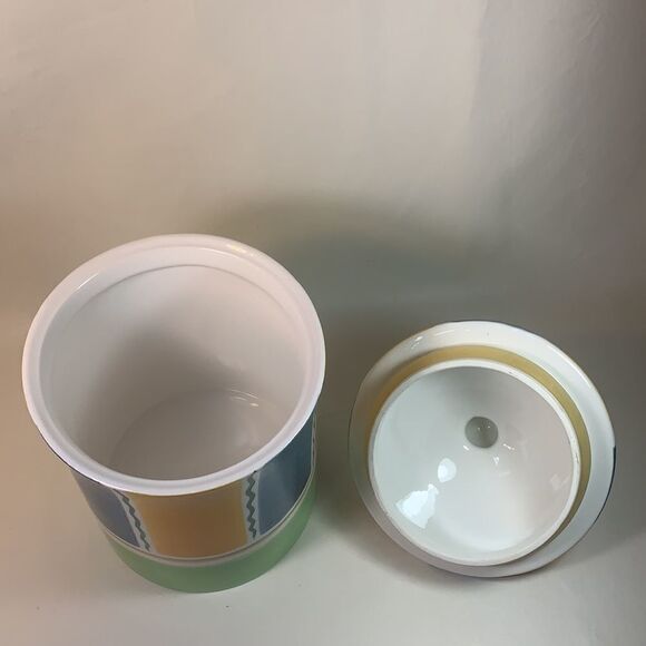 Cookie Jar Lid Green Yellow Blue 10 Inches Tall - Picture 5 of 8